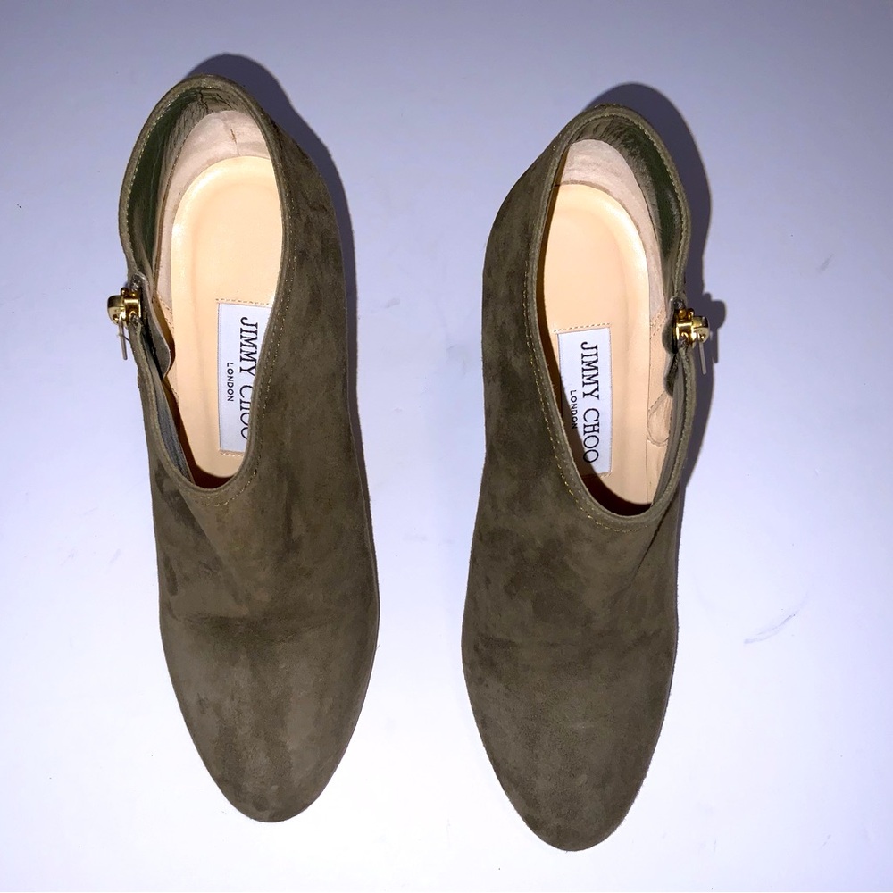 Jimmy Choo Heeled Booties Olive Suede